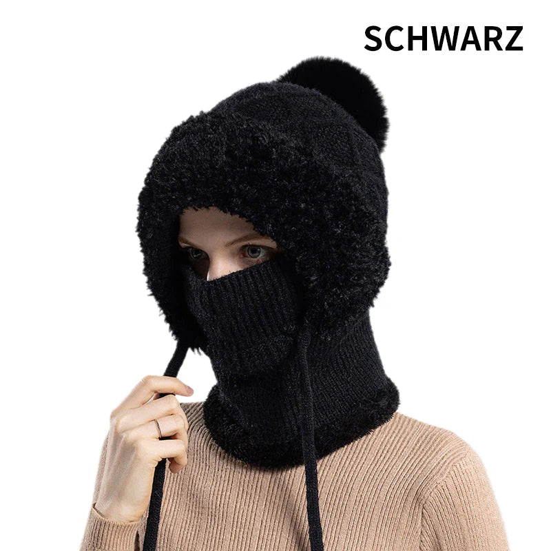 【❄️ Idealno za smučanje, potovanja ali vsakodnevno nošenje!】elegantna, debela pletena zimska kapa s toplim pokrivalom za obraz in šalom