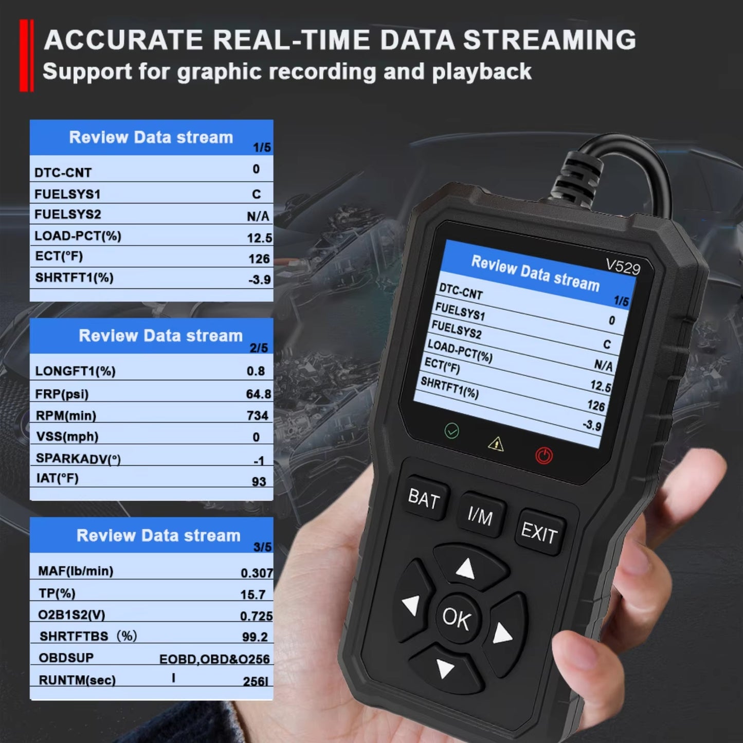 🚗 OBDII Diagnostični Skener V529 – Beremo Kode + Režimska Snemanja + 10 Jezikov! ✨