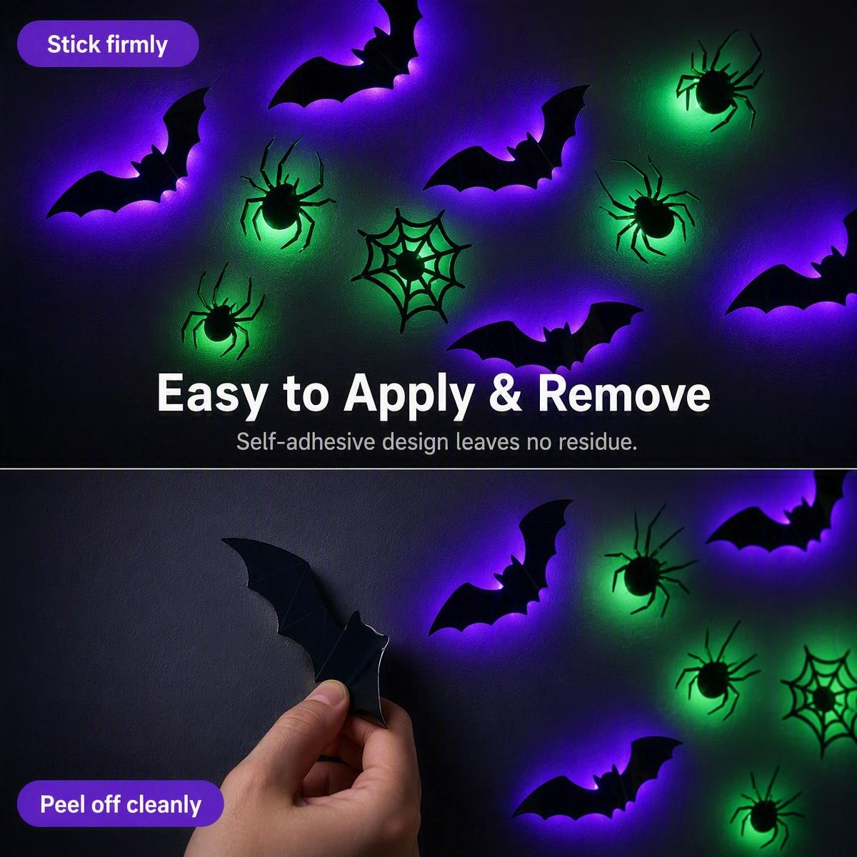 🦇 Halloween nalepke, ki svetijo v temi!
