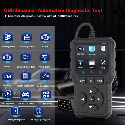 🚗 OBDII Diagnostični Skener V529 – Beremo Kode + Režimska Snemanja + 10 Jezikov! ✨