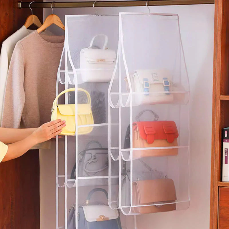 🧺 Viseči Prahoodporni Organizator Za Torbice – Urejenost Za Vaš Dom In Pisarno! 📥