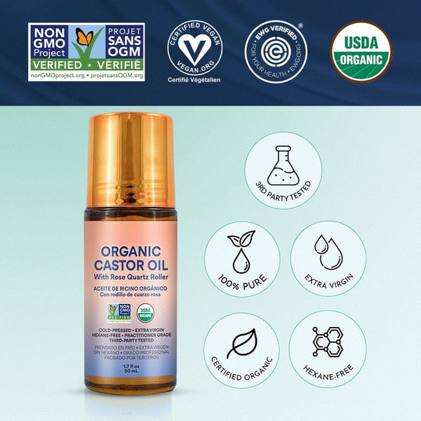 🎁Več ko kupite, več popustov dobite✨ Organski ricinusov roll-on - za sijočo kožo, bujne lase in sprostitev