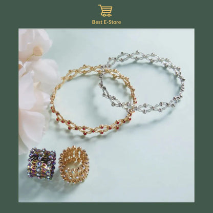 💍 2v1 Zapestnica + Prstan – Blešči CZ Diamanti + Nastavljiv Kroj! ✨