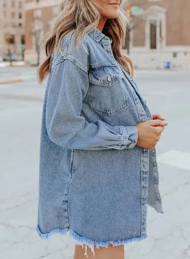Ženska casual jeans jakna z gumbi