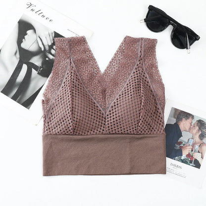 【1+1 brezplačno】Čipkasta brezšivna zračna majica z V-izrezom