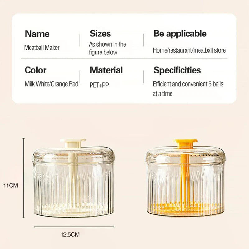 【🥩 Pripravite 5 popolnih mesnih kroglic z enim klikom】prosojni aparat za mesne kroglice