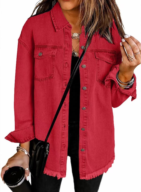 Ženska casual jeans jakna z gumbi