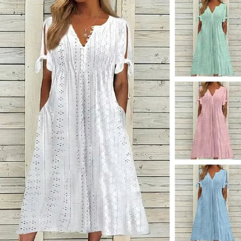 🥰Elegantna ženska obleka z V-izrezom