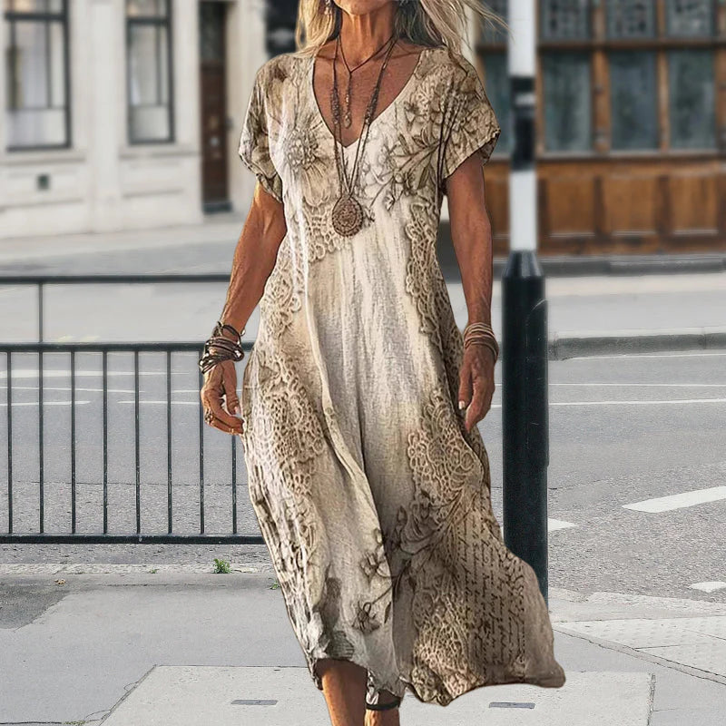✨ Retro cvetlična dolga obleka – vintage eleganca za poletje in posebne trenutke! 😍