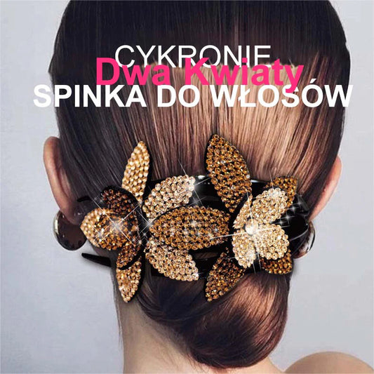 Sponka za lase z dvojnim cvetom in okrasnimi kamni