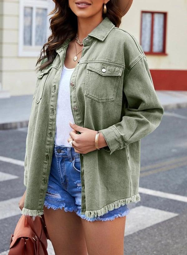 Ženska casual jeans jakna z gumbi