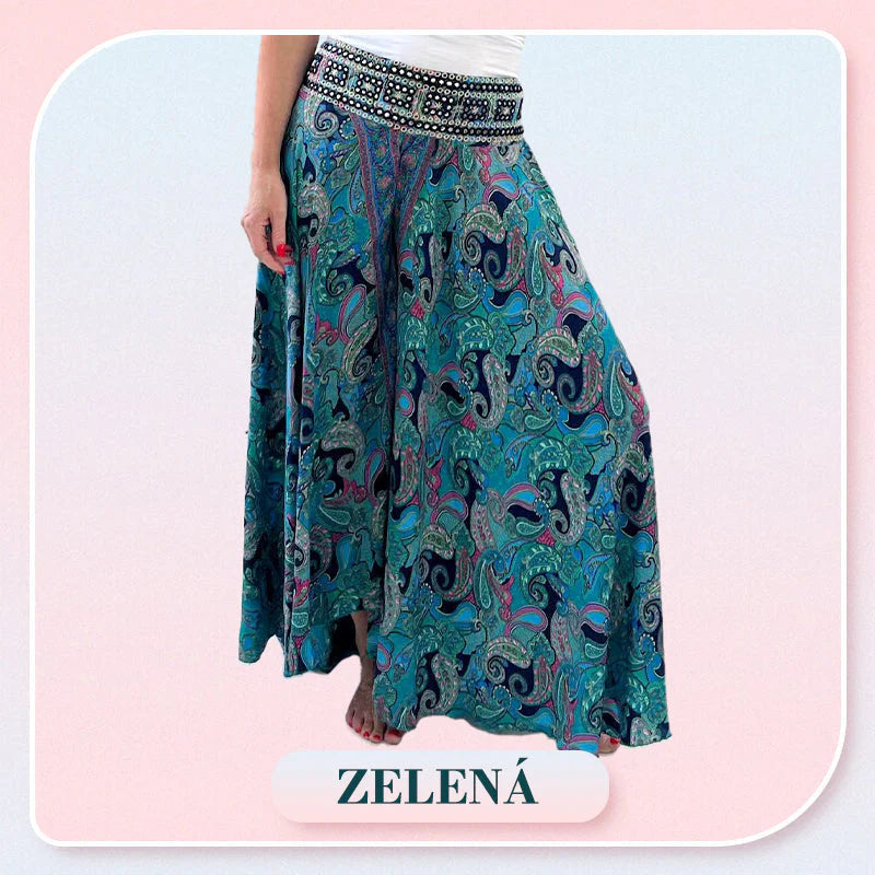 👖 Hlače z Etničnim Potiskom – Elastični Pas + Dychavi Material! ✨