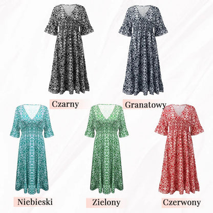 ✨Nova cvetlična obleka z V-izrezom za prosti čas