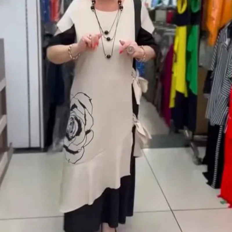 Obleka z naborki v barvnih blokih