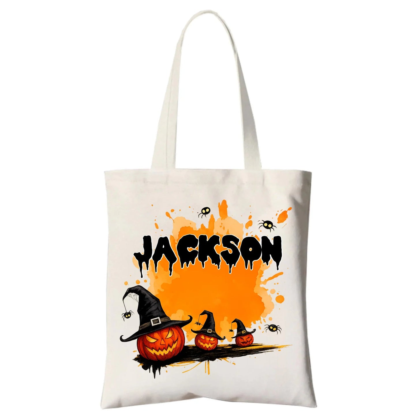 Platnena torba z motivom noči čarovnic - torbica z vzorcem in imenom