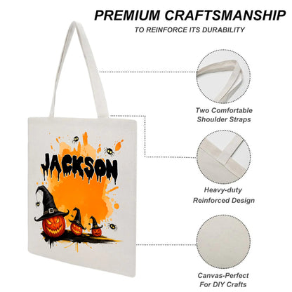 Platnena torba z motivom noči čarovnic - torbica z vzorcem in imenom