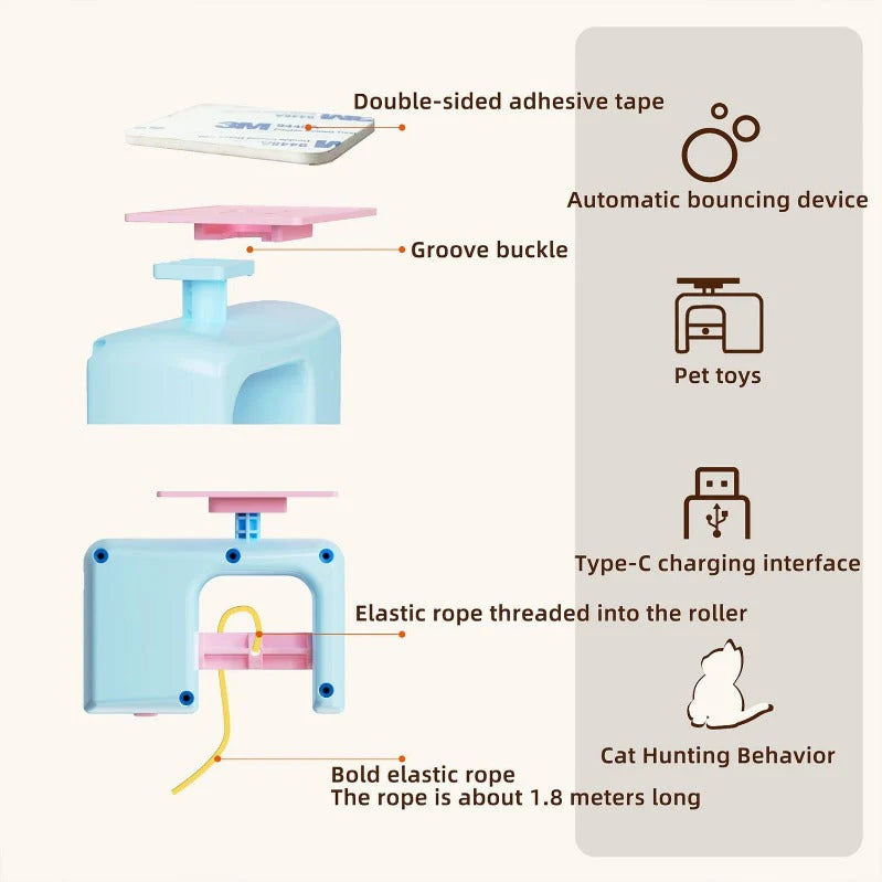 【🐱 Naj se mačke bolje gibljejo】Stropna mačka AutoBounce USB-C