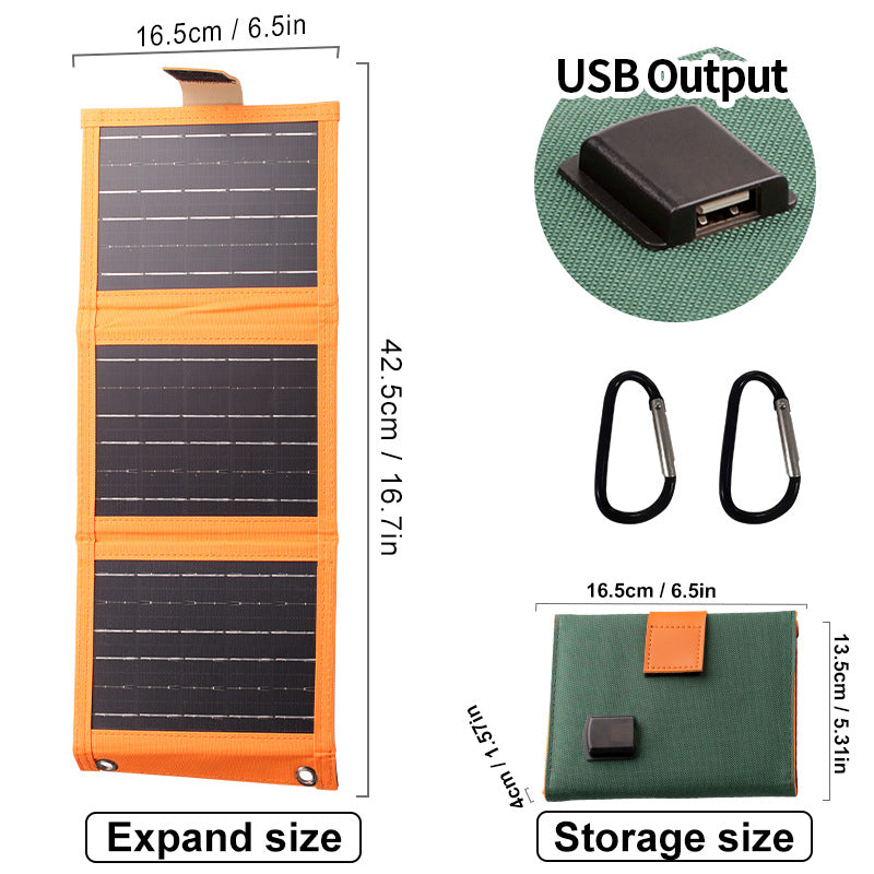 ☀️🧳 Összecsukható hordozható napelem USB-töltéssel – Túra és kemping kellék! ✨