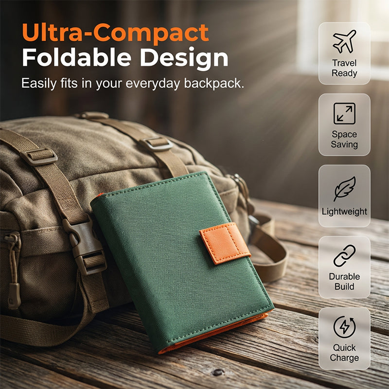 ☀️🧳 Összecsukható hordozható napelem USB-töltéssel – Túra és kemping kellék! ✨