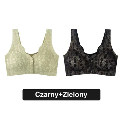 【🔥Kupite 1 dobite 1 gratis🔥】Udoben modrček z gumbi za večje velikosti s čipko