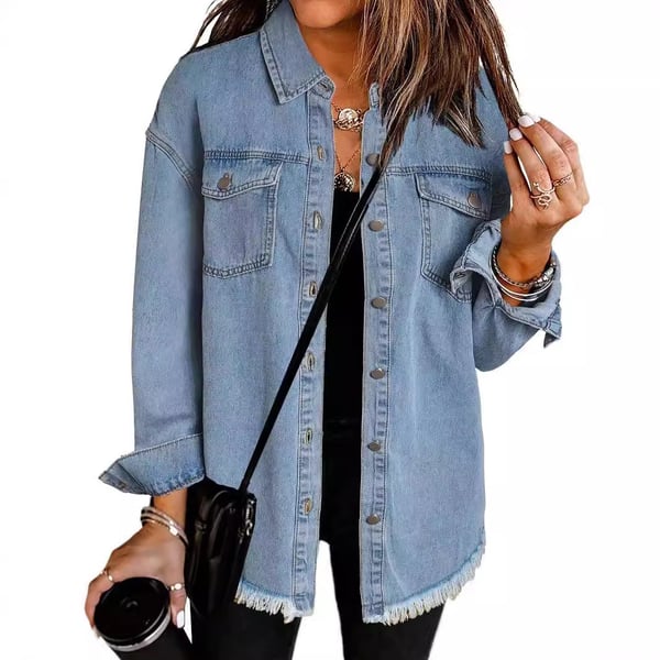 Ženska casual jeans jakna z gumbi