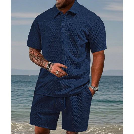 👕👖 Moška majica + šortke z jacquard vzorcem – lahkoten in brezskrben slog za vroče dni!