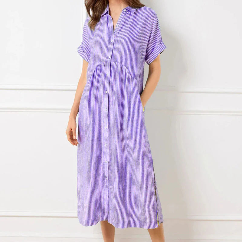 Črtasta kratka majica z rokavi za ženske, nov poletni casual stil