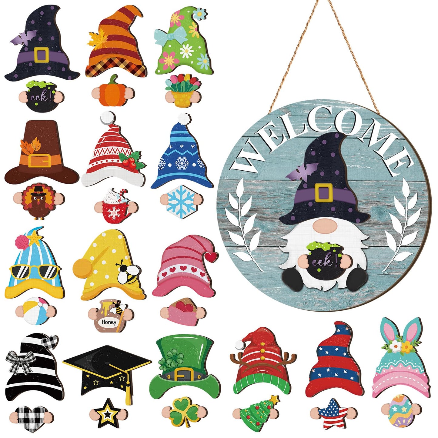 【🎄 Magnetna zasnova, enostavna namestitev, ustreza različnim potrebam po dekoraciji!】Lesena dekoracija za božično-nočne praznike