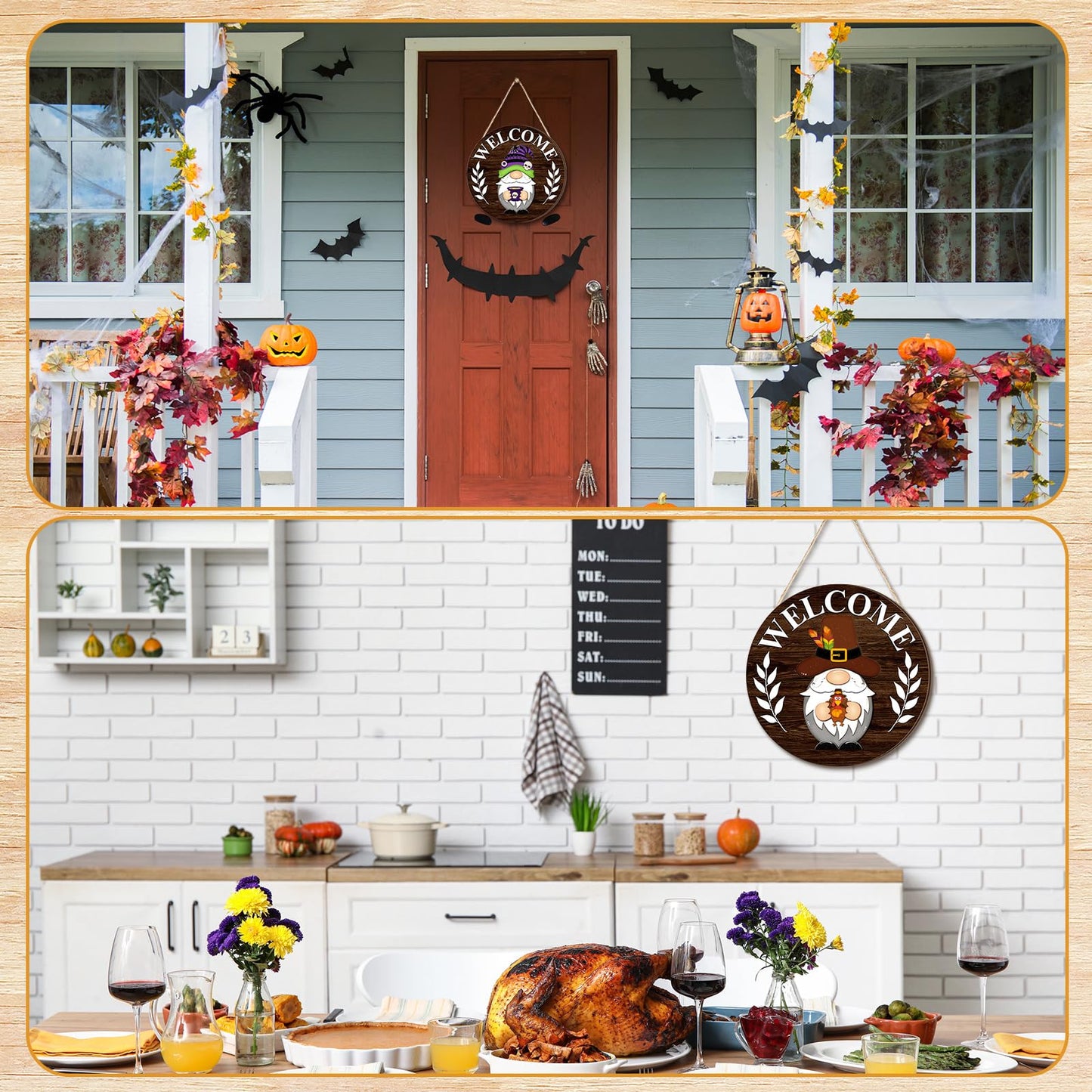 【🎄 Magnetna zasnova, enostavna namestitev, ustreza različnim potrebam po dekoraciji!】Lesena dekoracija za božično-nočne praznike