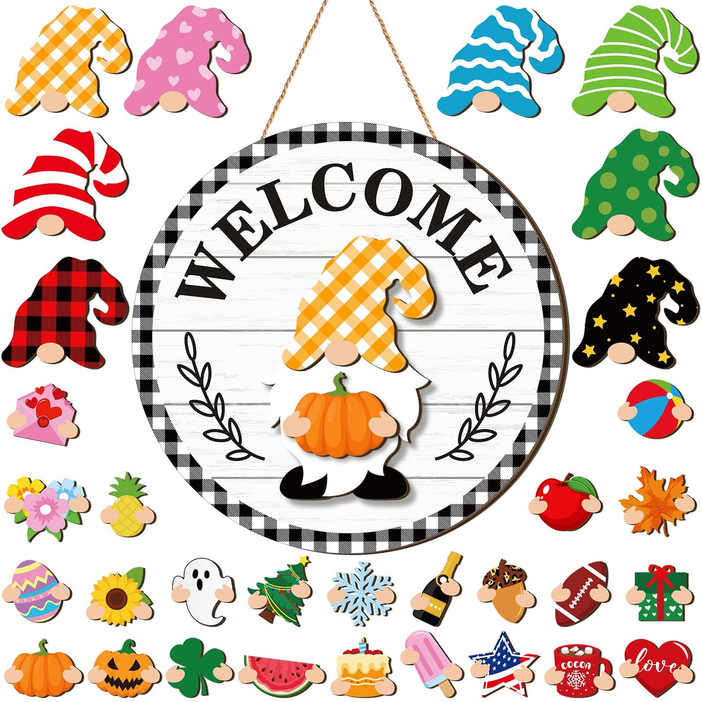 【🎄 Magnetna zasnova, enostavna namestitev, ustreza različnim potrebam po dekoraciji!】Lesena dekoracija za božično-nočne praznike