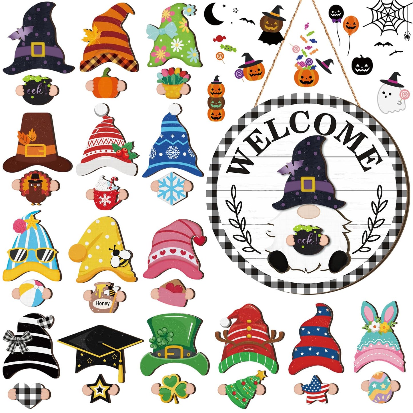 【🎄 Magnetna zasnova, enostavna namestitev, ustreza različnim potrebam po dekoraciji!】Lesena dekoracija za božično-nočne praznike