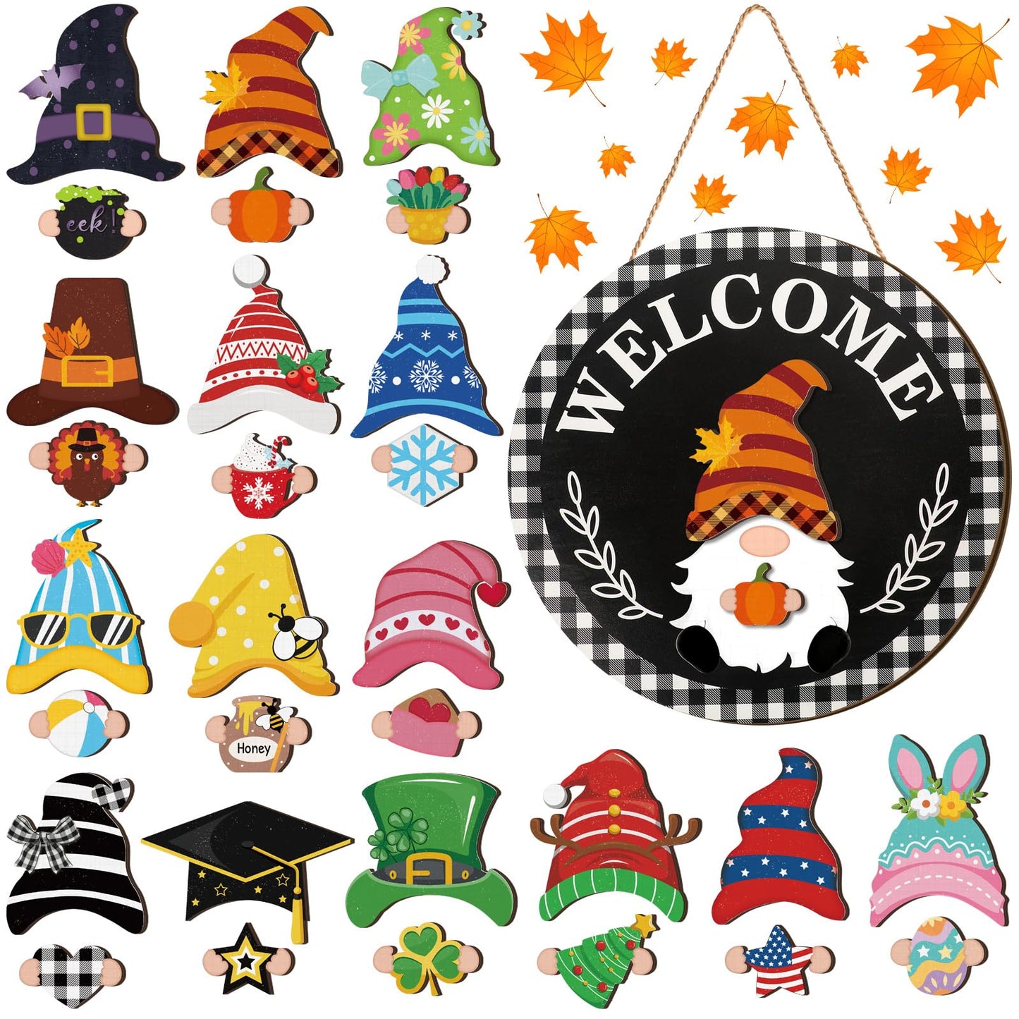 【🎄 Magnetna zasnova, enostavna namestitev, ustreza različnim potrebam po dekoraciji!】Lesena dekoracija za božično-nočne praznike