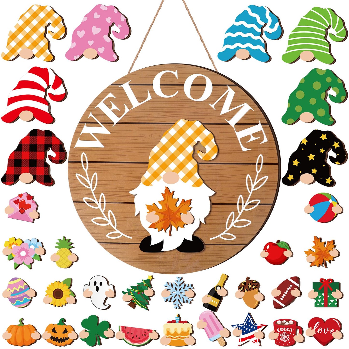 【🎄 Magnetna zasnova, enostavna namestitev, ustreza različnim potrebam po dekoraciji!】Lesena dekoracija za božično-nočne praznike