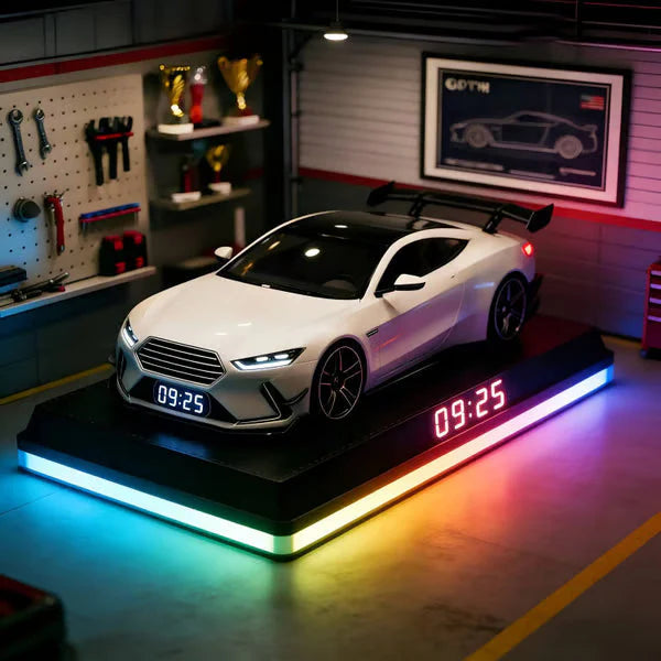 📢📢60 % POPUST !!🎅【🎁Najboljše božično darilo🎁】🎄Budilka s hiperavtomobilom – 🏎️GTR realističen motor in svetlobni učinki