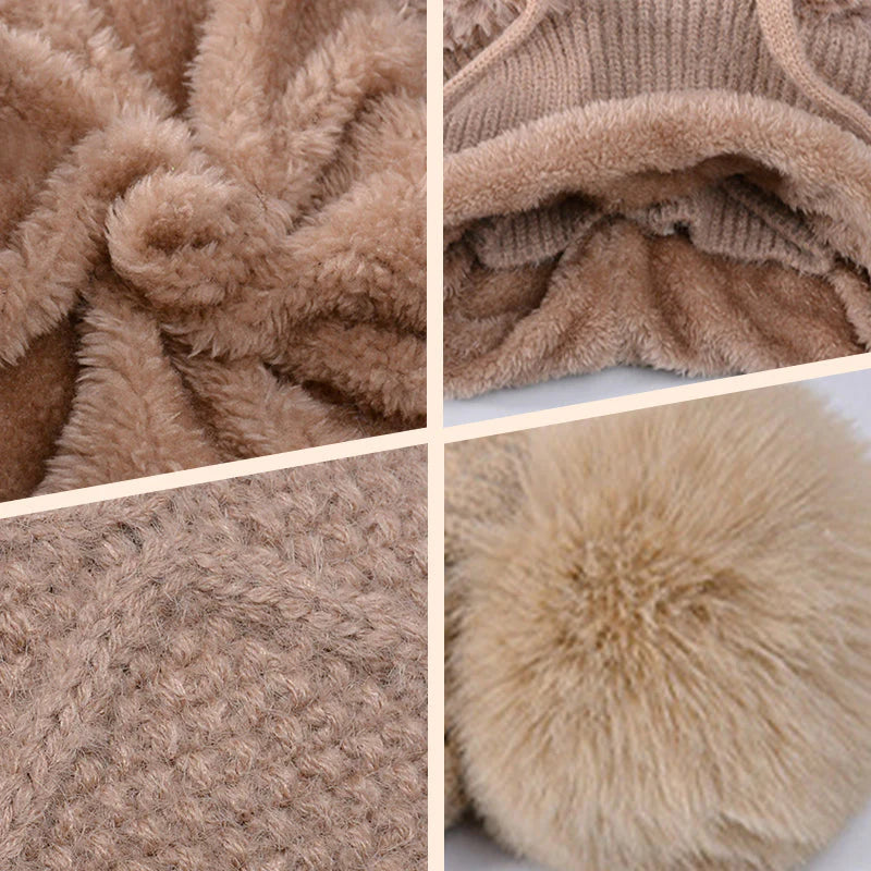 【❄️ Idealno za smučanje, potovanja ali vsakodnevno nošenje!】elegantna, debela pletena zimska kapa s toplim pokrivalom za obraz in šalom