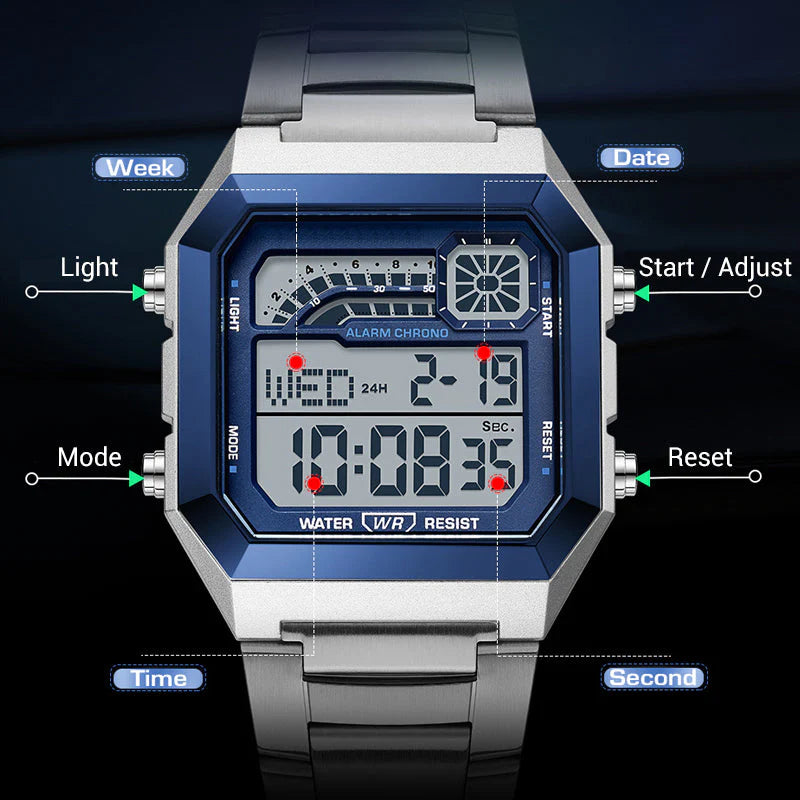 ⌚ Digitalna kvadratna unisex ura z osvetlitvijo – Jasno ponoči & odporna vsak dan! ✨