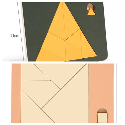 【🧩 Razvijajte miselne sposobnosti! Zabavni skupinski izzivi za vso družino!】Lesena tangram sestavljanka