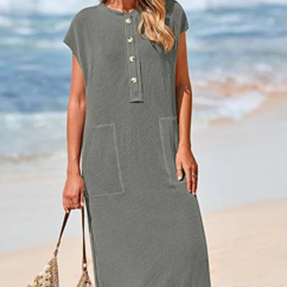 【X-2XL】Damska sukienka maxi z prążkowanej dzianiny