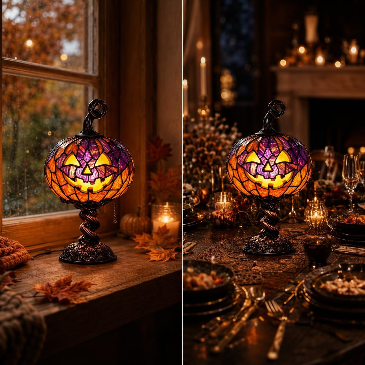 🎃 Halloweenske buče s toplo svetlobo – praznična atmosfera! ✨