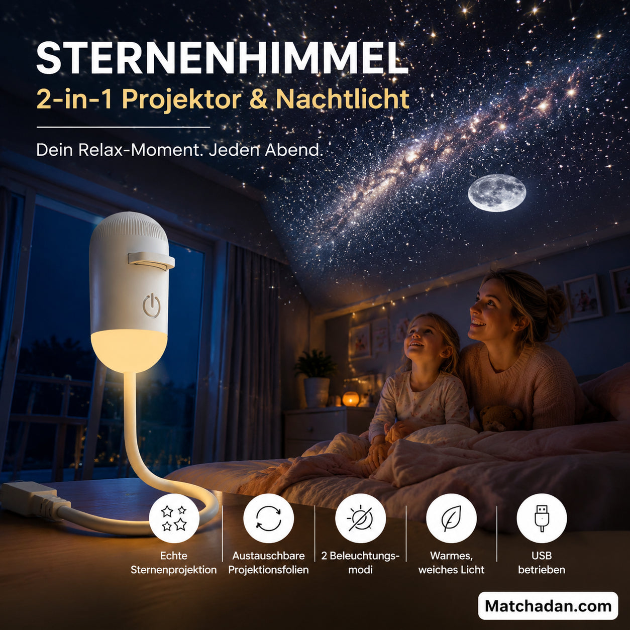 🌌✨ Csillagvetítő és éjszakai lámpa – varázslatos hangulat otthon