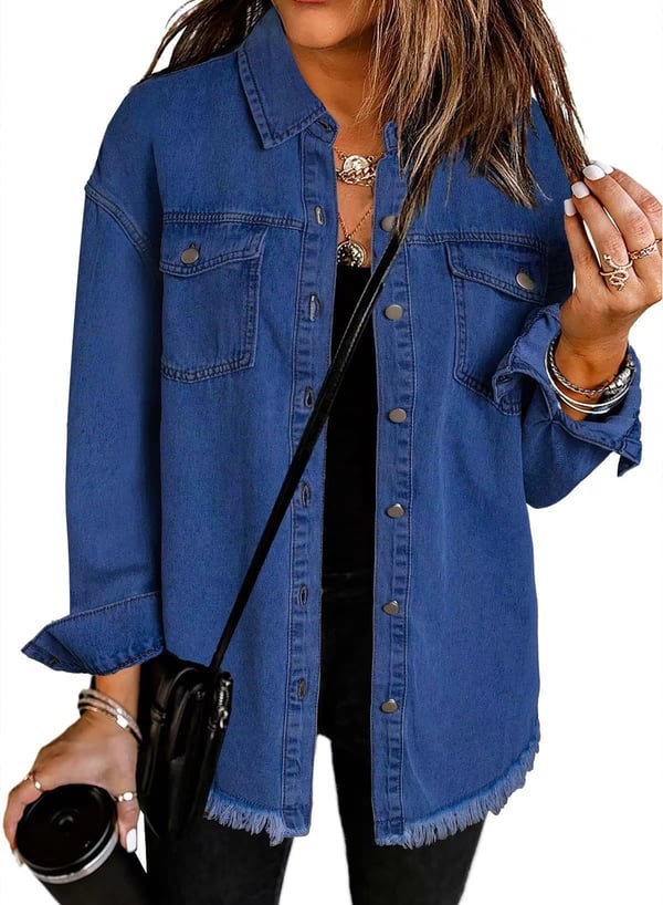 Ženska casual jeans jakna z gumbi