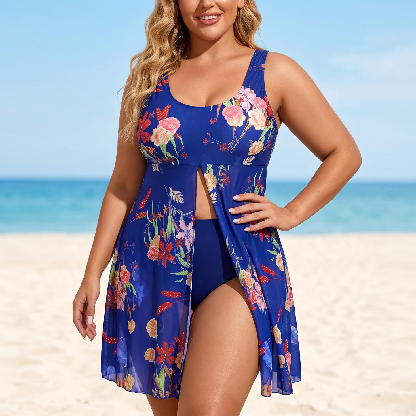 👙 Cvetlične enodelne kopalke z oblikovanjem figure 🌸