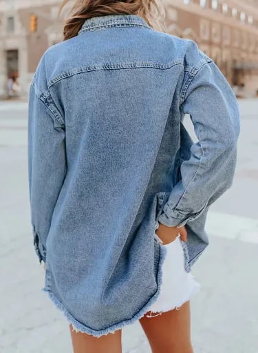 Ženska casual jeans jakna z gumbi