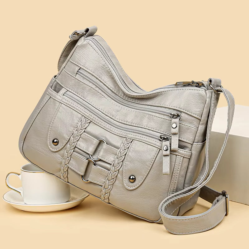 Dámska taška z mäkkého koženého materiálu 2026, nová, jednoduchá a štýlová, univerzálna taška s veľkým objemom, na rameno a cez rameno