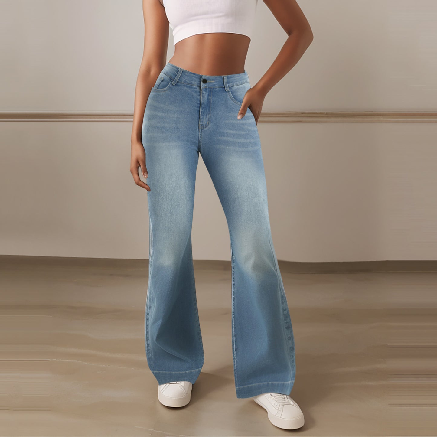 Pomladna modna posodobitev?Hlače s širokimi hlačnicami Tummy Control Sailor