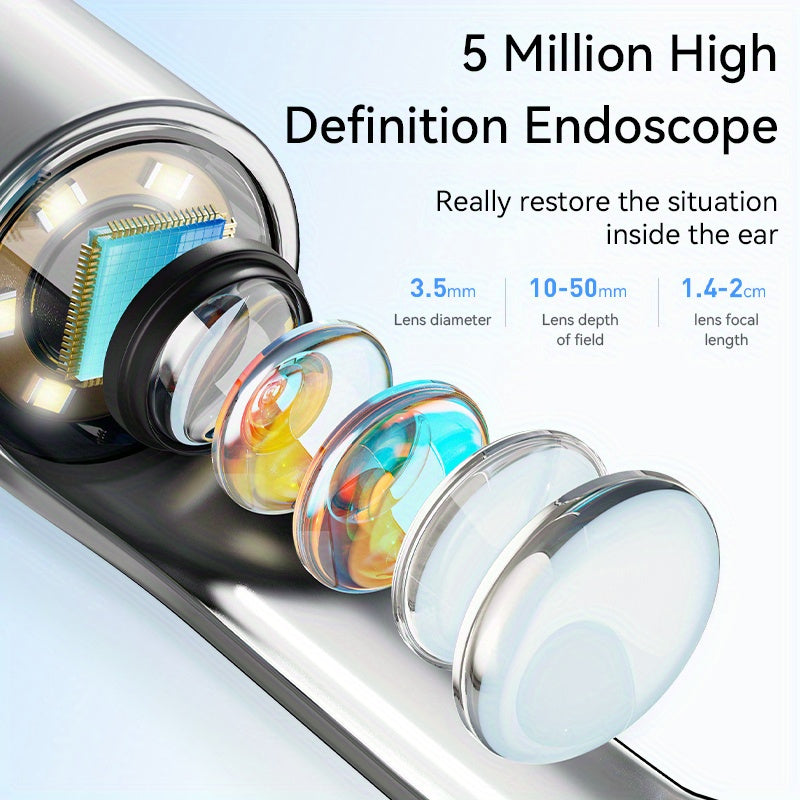 【📹 Jasno prikaže vsebino v ušesu, ni ga treba čistiti na slepo】Brezžična pametna vizualna ušesna kljukica