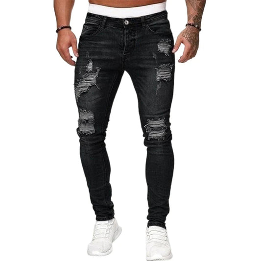 🔥🎁Novo 50% POPUST🔥Elegantne moške oprijete kavbojke z obrabljenim učinkom