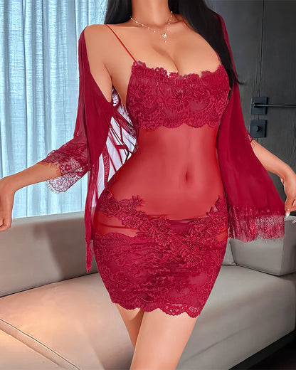 🌸 Ženski komplet pižame – Seksi slog + Mehka čipka + Vsesestavljen! ✨