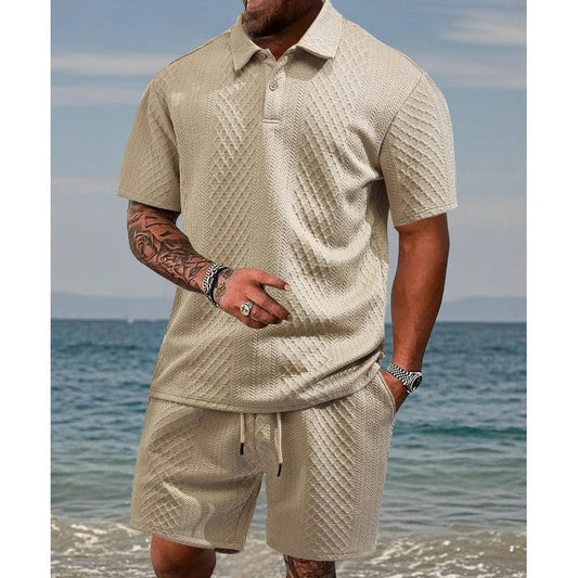 👕👖 Moška majica + šortke z jacquard vzorcem – lahkoten in brezskrben slog za vroče dni!