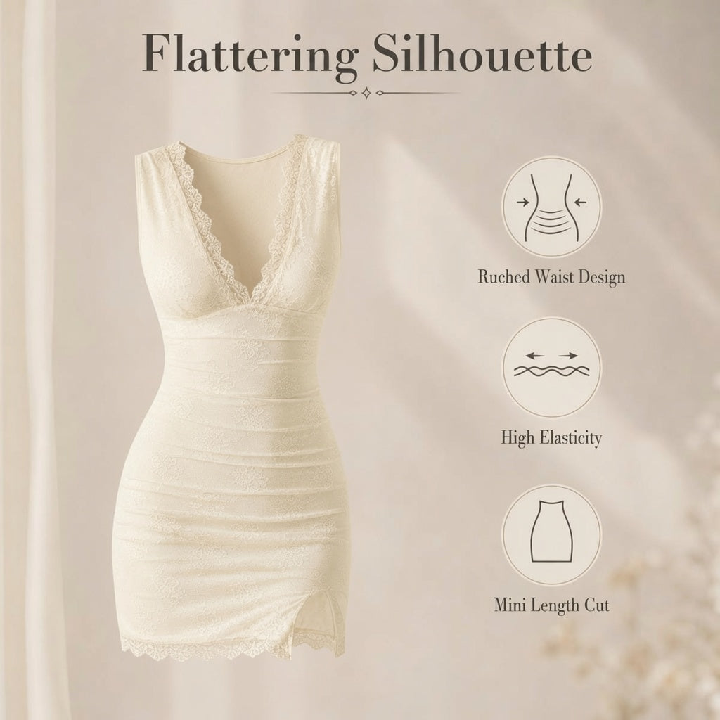 👗 Oprijeta mini obleka z čipko – ženstven in eleganten stil! ✨